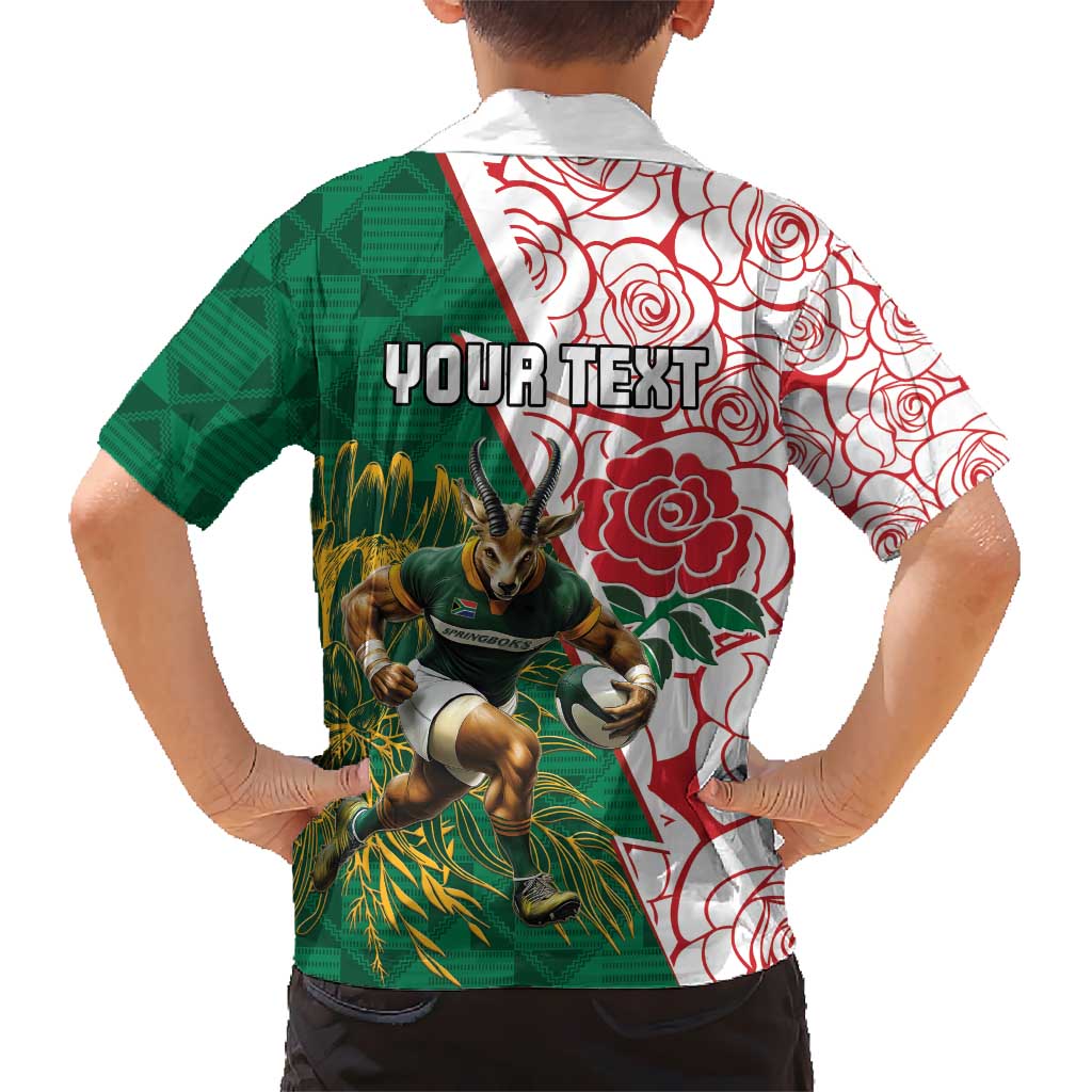 Personalized South Africa and England Rugby Hawaiian Shirt Springboks Mascot With Red Rose