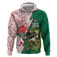 Personalized South Africa and England Rugby Hoodie Springboks Mascot With Red Rose
