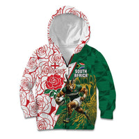 Personalized South Africa and England Rugby Kid Hoodie Springboks Mascot With Red Rose