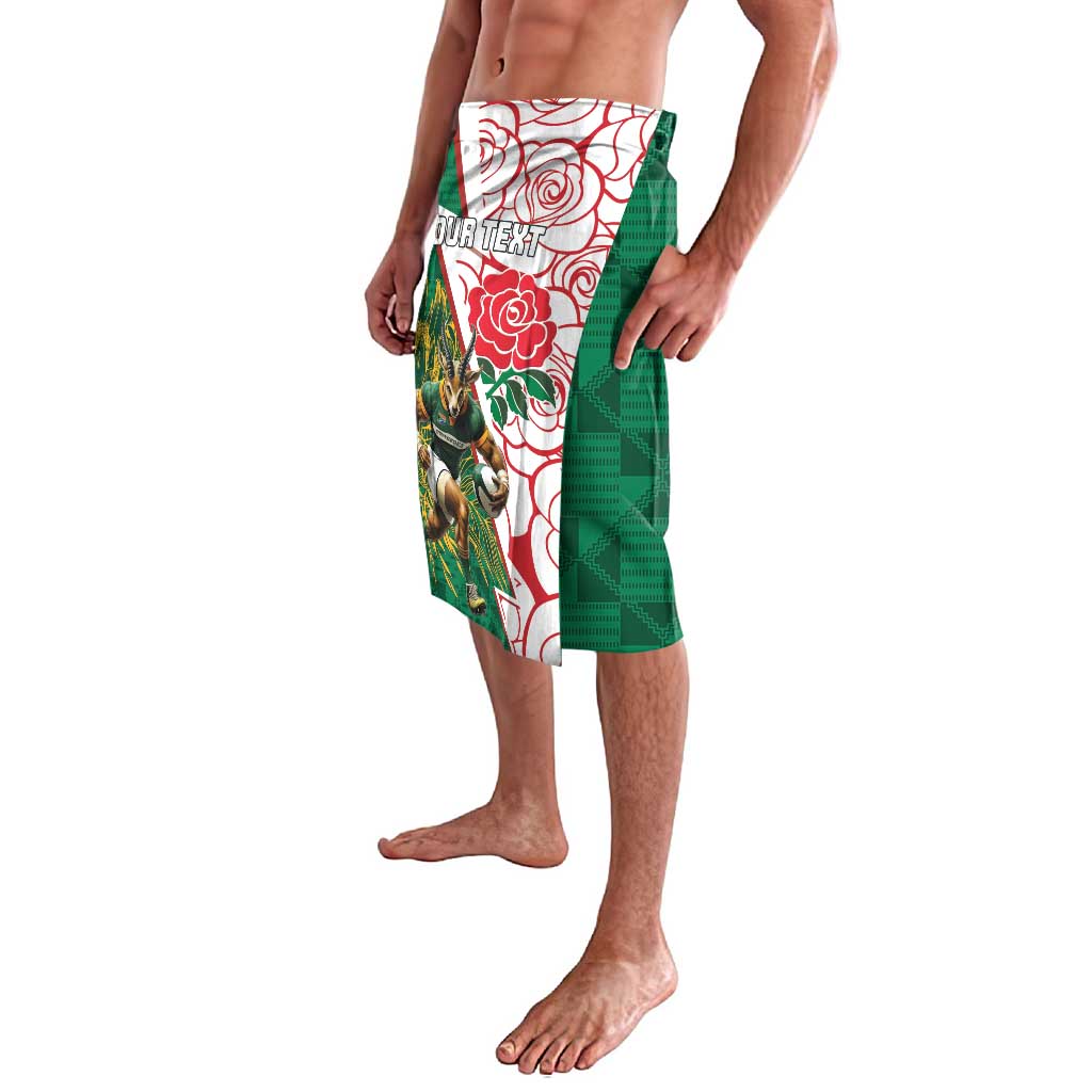 Personalized South Africa and England Rugby Lavalava Springboks Mascot With Red Rose