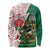 Personalized South Africa and England Rugby Long Sleeve Shirt Springboks Mascot With Red Rose