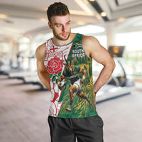 Personalized South Africa and England Rugby Men Tank Top Springboks Mascot With Red Rose