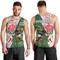 Personalized South Africa and England Rugby Men Tank Top Springboks Mascot With Red Rose