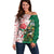 Personalized South Africa and England Rugby Off Shoulder Sweater Springboks Mascot With Red Rose