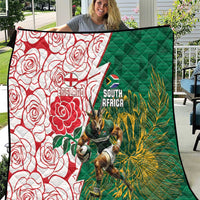 South Africa and England Rugby Quilt Springboks Mascot With Red Rose