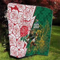 South Africa and England Rugby Quilt Springboks Mascot With Red Rose