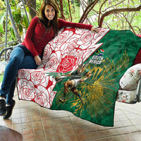 South Africa and England Rugby Quilt Springboks Mascot With Red Rose