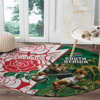 South Africa and England Rugby Round Carpet Springboks Mascot With Red Rose