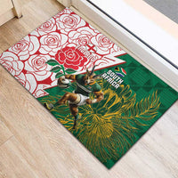 South Africa and England Rugby Rubber Doormat Springboks Mascot With Red Rose