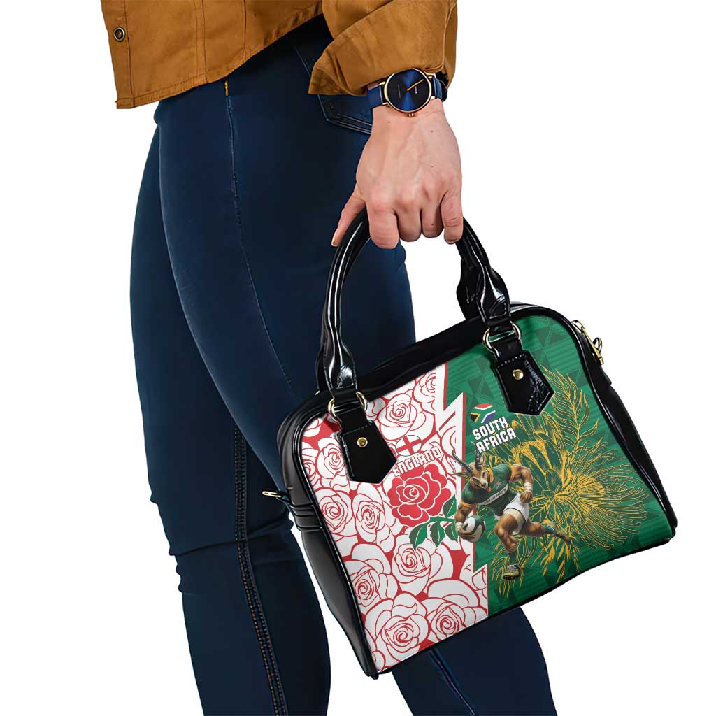 South Africa and England Rugby Shoulder Handbag Springboks Mascot With Red Rose
