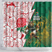 South Africa and England Rugby Shower Curtain Springboks Mascot With Red Rose