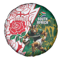 South Africa and England Rugby Spare Tire Cover Springboks Mascot With Red Rose