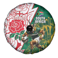 South Africa and England Rugby Spare Tire Cover Springboks Mascot With Red Rose