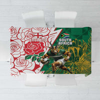 South Africa and England Rugby Tablecloth Springboks Mascot With Red Rose