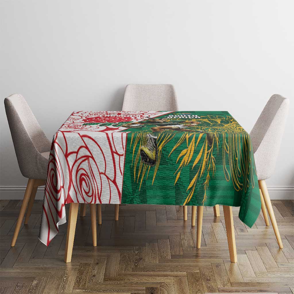 South Africa and England Rugby Tablecloth Springboks Mascot With Red Rose