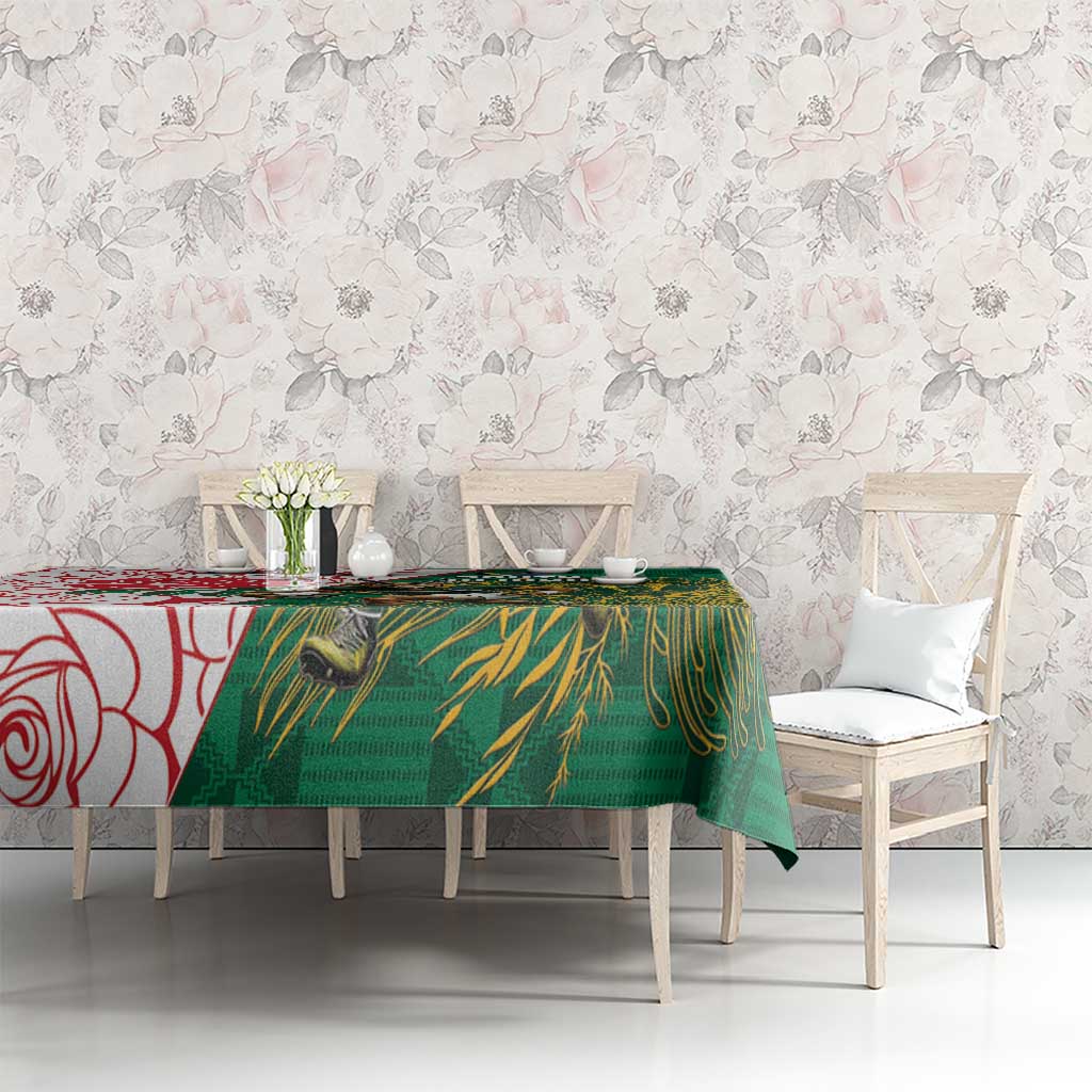 South Africa and England Rugby Tablecloth Springboks Mascot With Red Rose