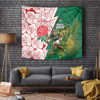South Africa and England Rugby Tapestry Springboks Mascot With Red Rose