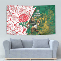 South Africa and England Rugby Tapestry Springboks Mascot With Red Rose