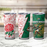 South Africa and England Rugby Tumbler Cup Springboks Mascot With Red Rose