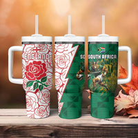 South Africa and England Rugby Tumbler With Handle Springboks Mascot With Red Rose