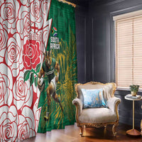 South Africa and England Rugby Window Curtain Springboks Mascot With Red Rose