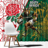 South Africa and England Rugby Window Curtain Springboks Mascot With Red Rose