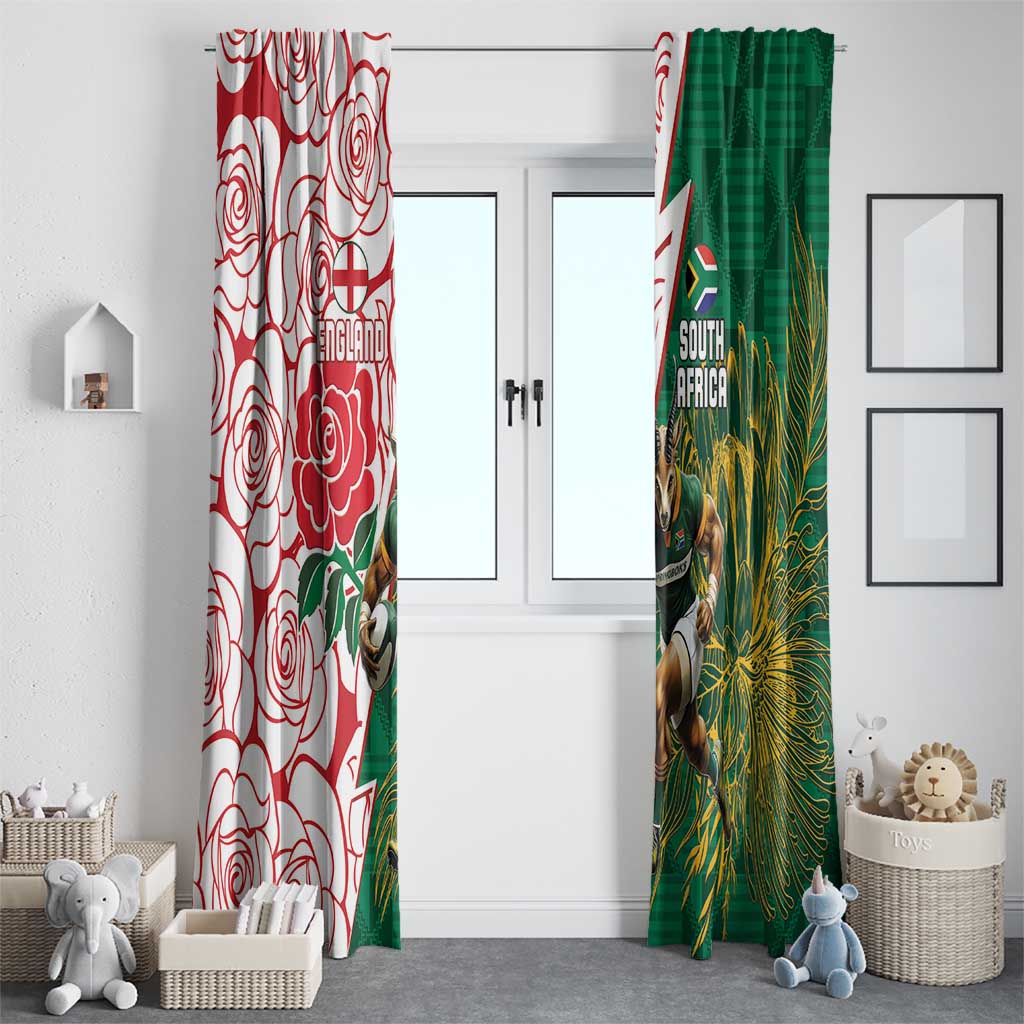 South Africa and England Rugby Window Curtain Springboks Mascot With Red Rose