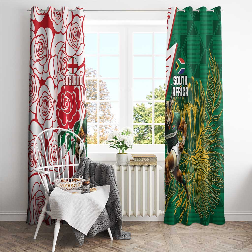South Africa and England Rugby Window Curtain Springboks Mascot With Red Rose