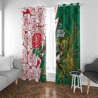 South Africa and England Rugby Window Curtain Springboks Mascot With Red Rose