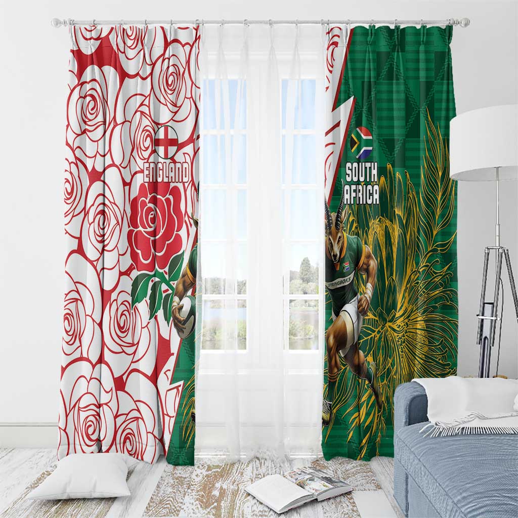South Africa and England Rugby Window Curtain Springboks Mascot With Red Rose