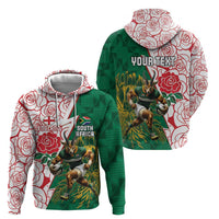 Personalized South Africa and England Rugby Zip Hoodie Springboks Mascot With Red Rose