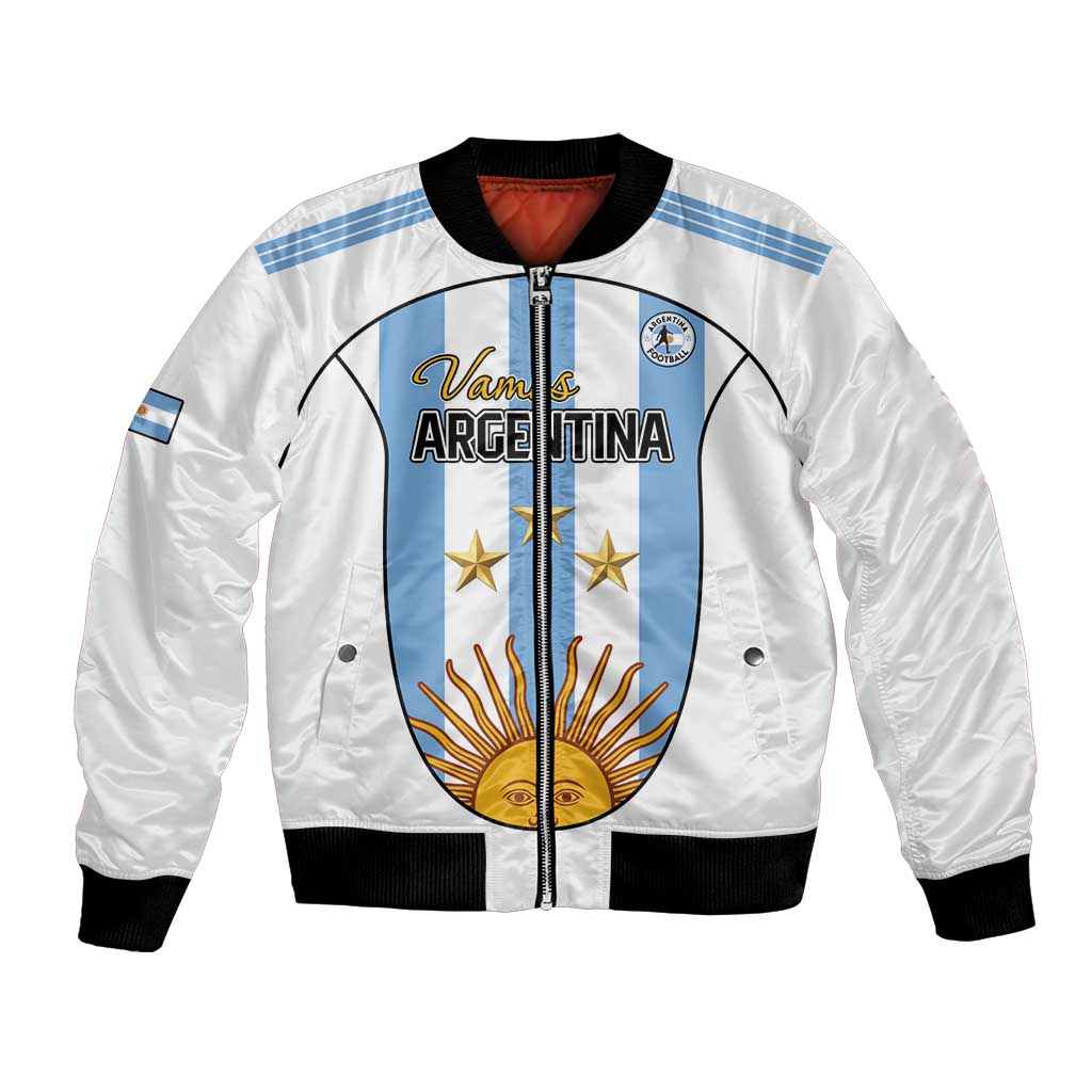 Custom Argentina Football Bomber Jacket Vamos Vamos Argentina