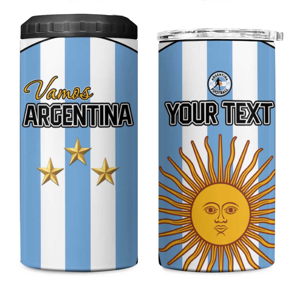 Custom Argentina Football 4 in 1 Can Cooler Tumbler Vamos Vamos Argentina