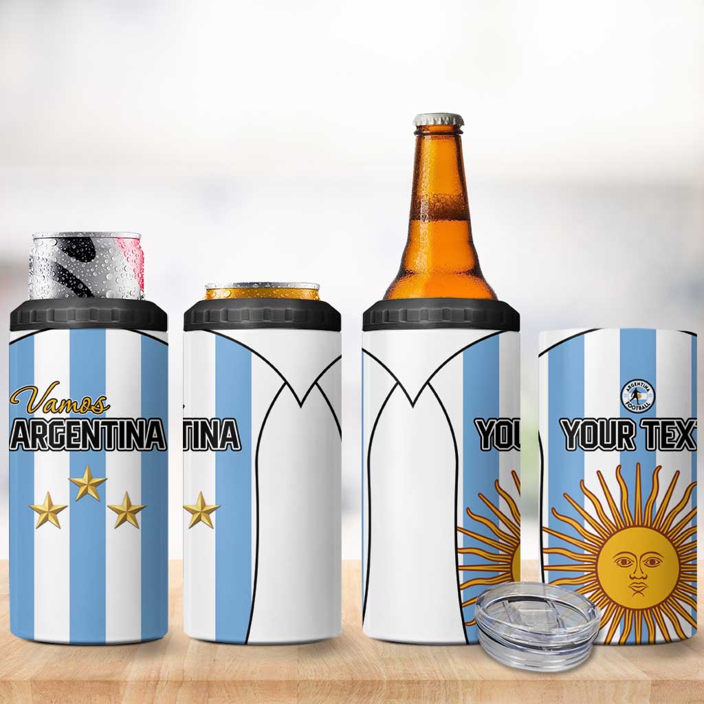 Custom Argentina Football 4 in 1 Can Cooler Tumbler Vamos Vamos Argentina