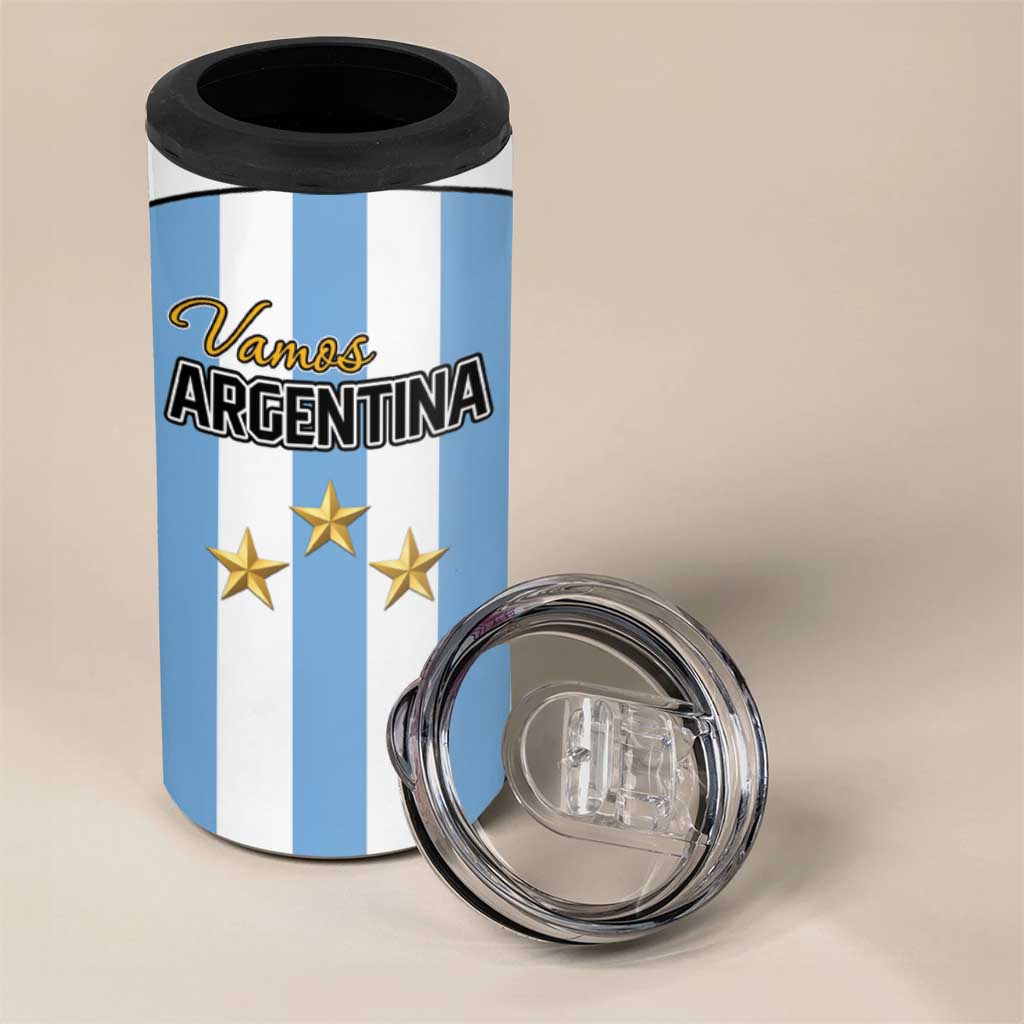 Custom Argentina Football 4 in 1 Can Cooler Tumbler Vamos Vamos Argentina