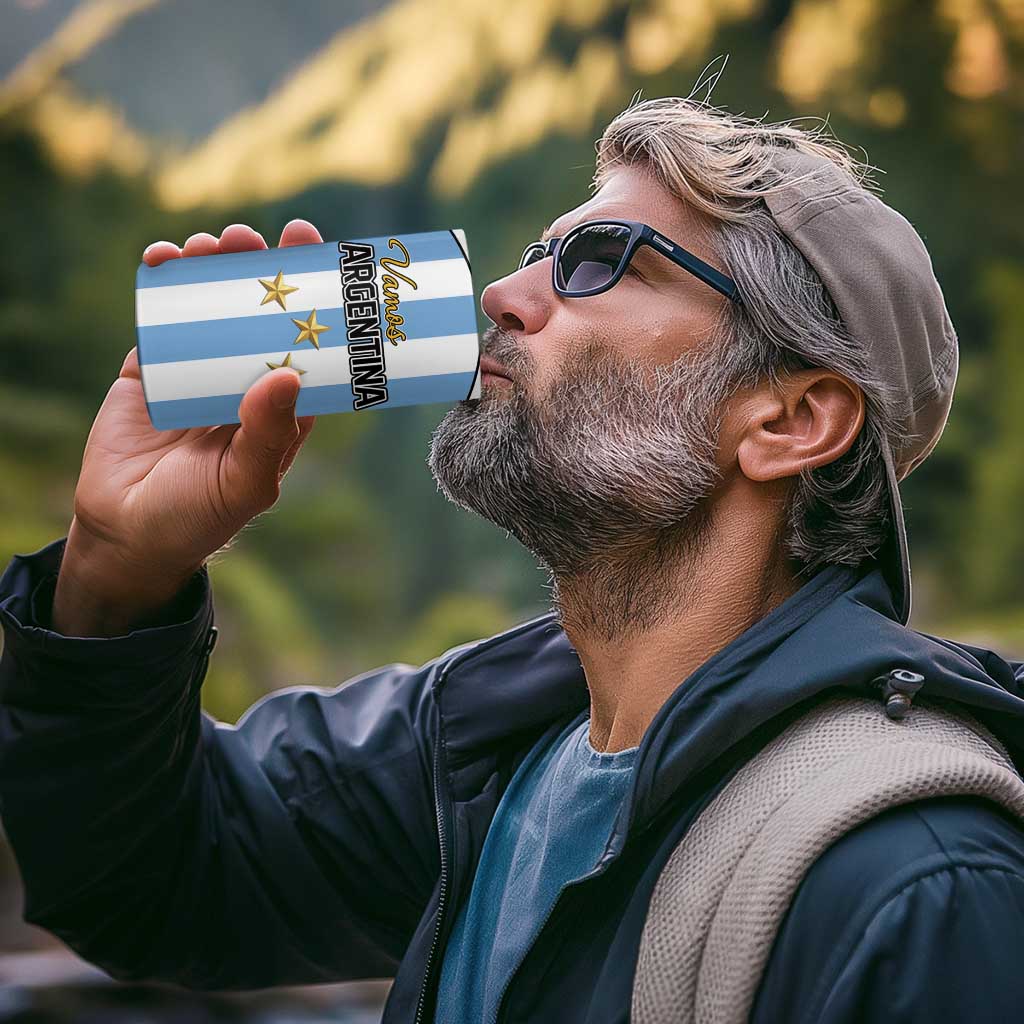 Custom Argentina Football 4 in 1 Can Cooler Tumbler Vamos Vamos Argentina