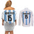 Custom Argentina Football Couples Matching Off Shoulder Short Dress and Long Sleeve Button Shirt Vamos Vamos Argentina