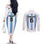 Custom Argentina Football Couples Matching Off The Shoulder Long Sleeve Dress and Long Sleeve Button Shirt Vamos Vamos Argentina