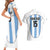 Custom Argentina Football Couples Matching Short Sleeve Bodycon Dress and Hawaiian Shirt Vamos Vamos Argentina