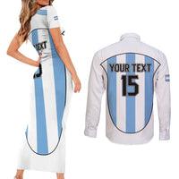 Custom Argentina Football Couples Matching Short Sleeve Bodycon Dress and Long Sleeve Button Shirt Vamos Vamos Argentina