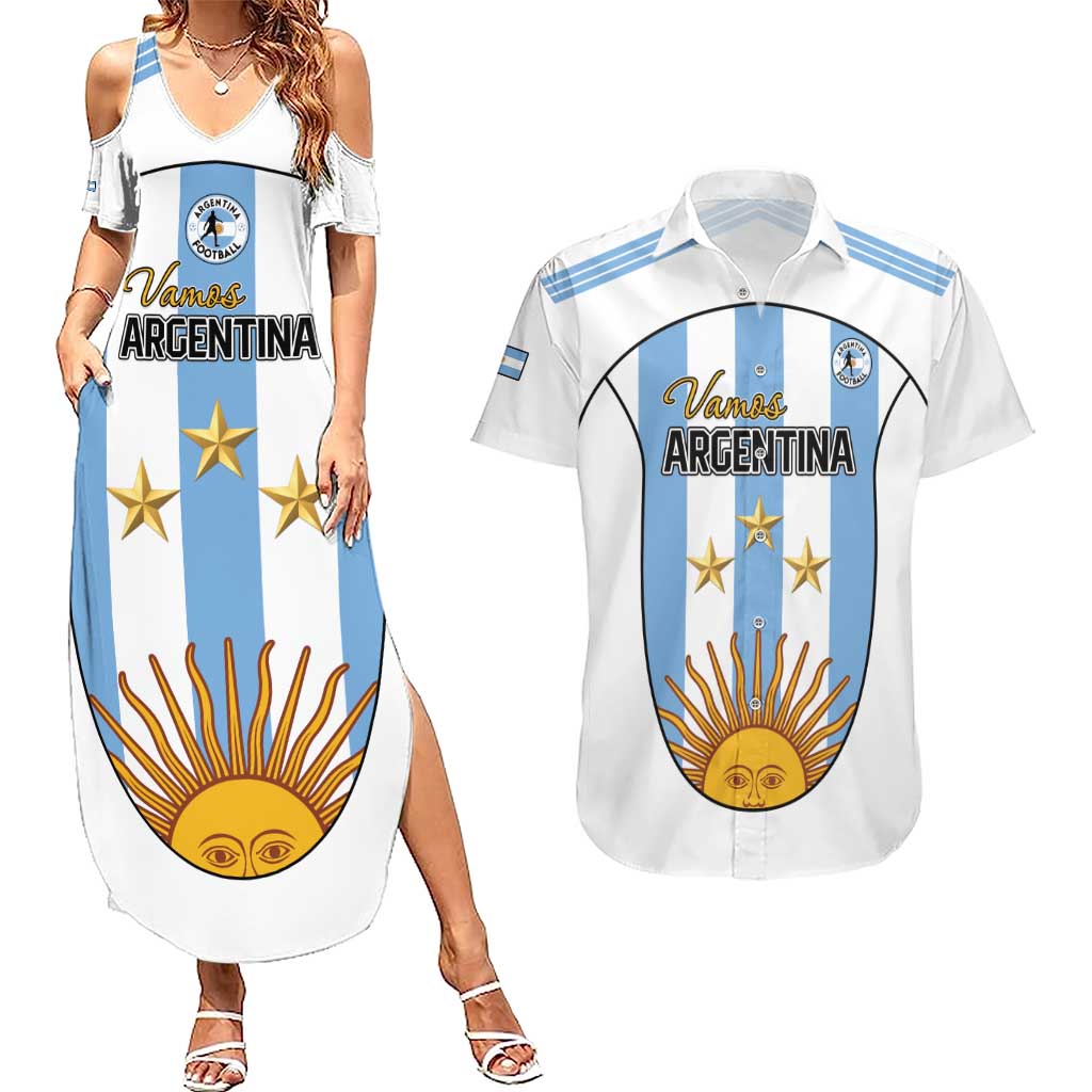 Custom Argentina Football Couples Matching Summer Maxi Dress and Hawaiian Shirt Vamos Vamos Argentina