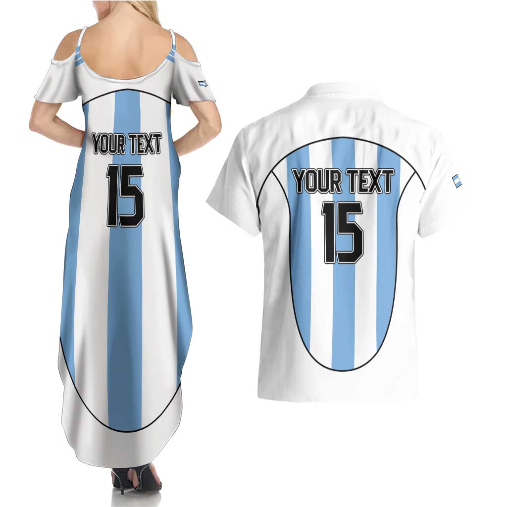 Custom Argentina Football Couples Matching Summer Maxi Dress and Hawaiian Shirt Vamos Vamos Argentina