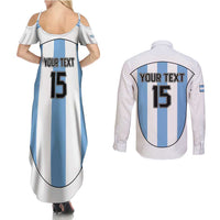 Custom Argentina Football Couples Matching Summer Maxi Dress and Long Sleeve Button Shirt Vamos Vamos Argentina
