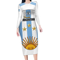 Custom Argentina Football Family Matching Long Sleeve Bodycon Dress and Hawaiian Shirt Vamos Vamos Argentina