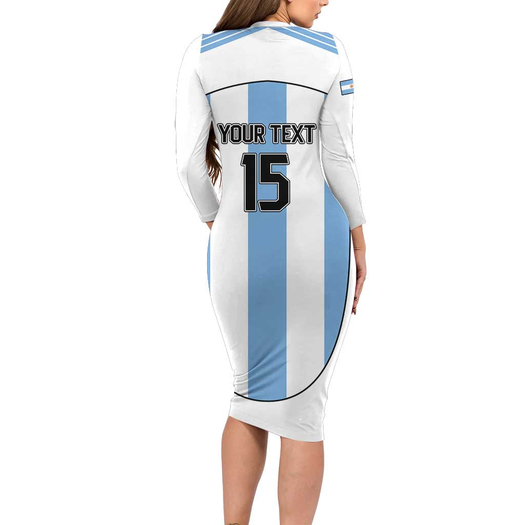 Custom Argentina Football Family Matching Long Sleeve Bodycon Dress and Hawaiian Shirt Vamos Vamos Argentina
