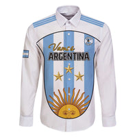 Custom Argentina Football Family Matching Off The Shoulder Long Sleeve Dress and Hawaiian Shirt Vamos Vamos Argentina