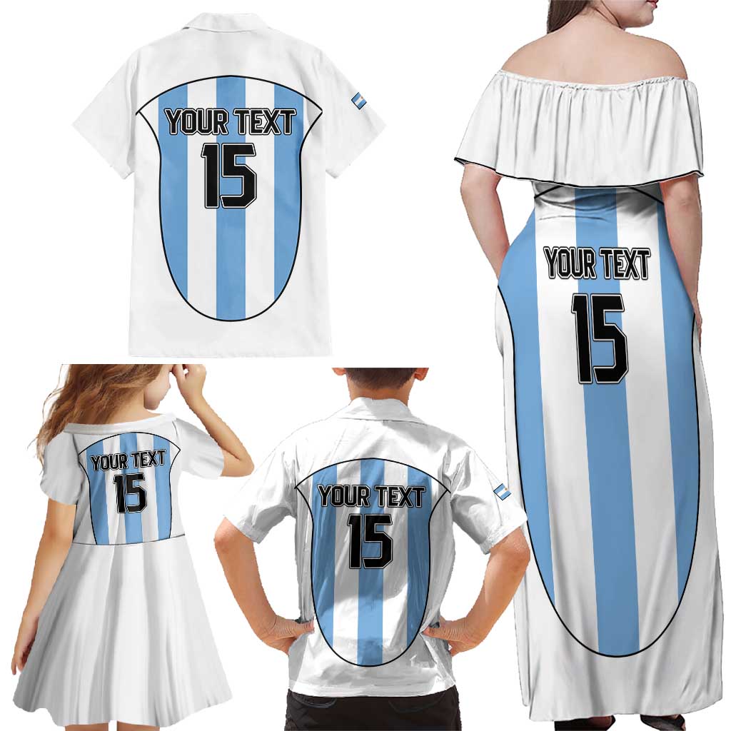 Custom Argentina Football Family Matching Off Shoulder Maxi Dress and Hawaiian Shirt Vamos Vamos Argentina