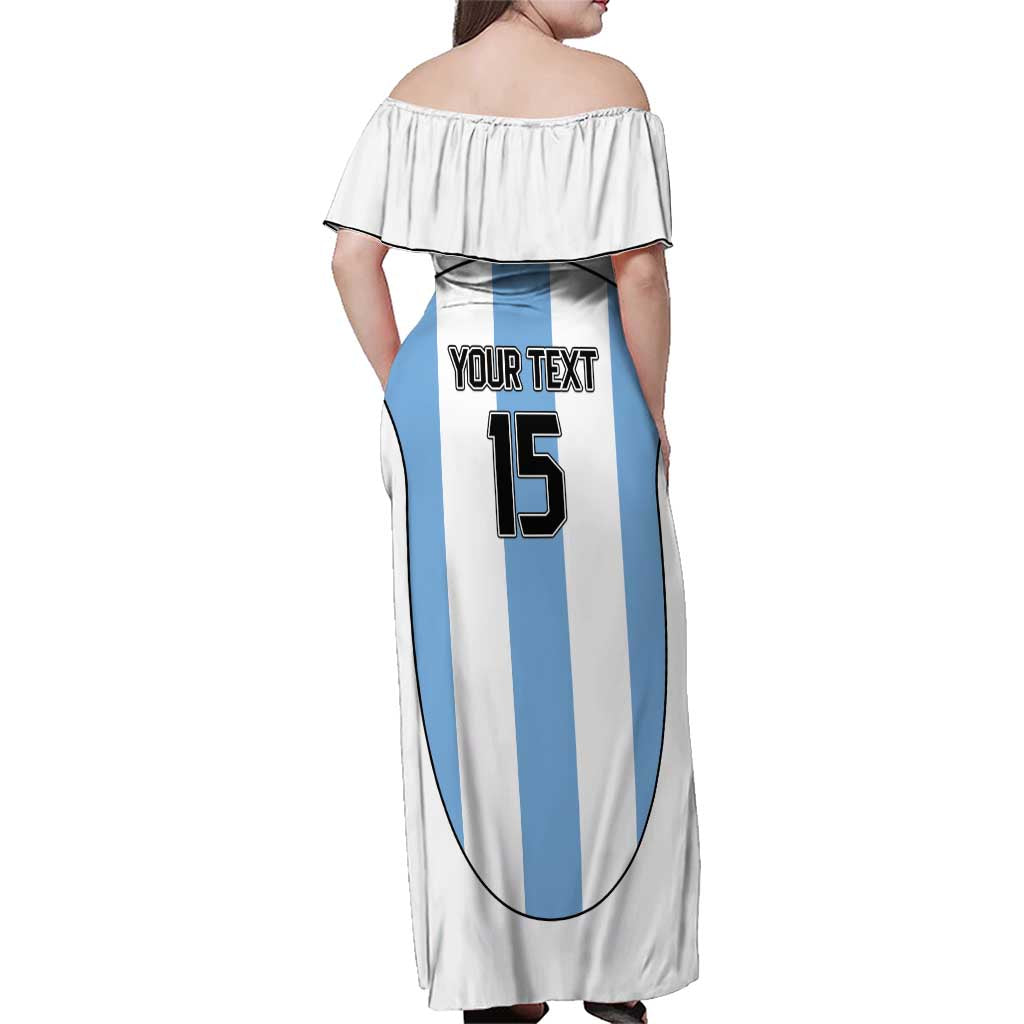 Custom Argentina Football Family Matching Off Shoulder Maxi Dress and Hawaiian Shirt Vamos Vamos Argentina