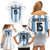 Custom Argentina Football Family Matching Off Shoulder Short Dress and Hawaiian Shirt Vamos Vamos Argentina