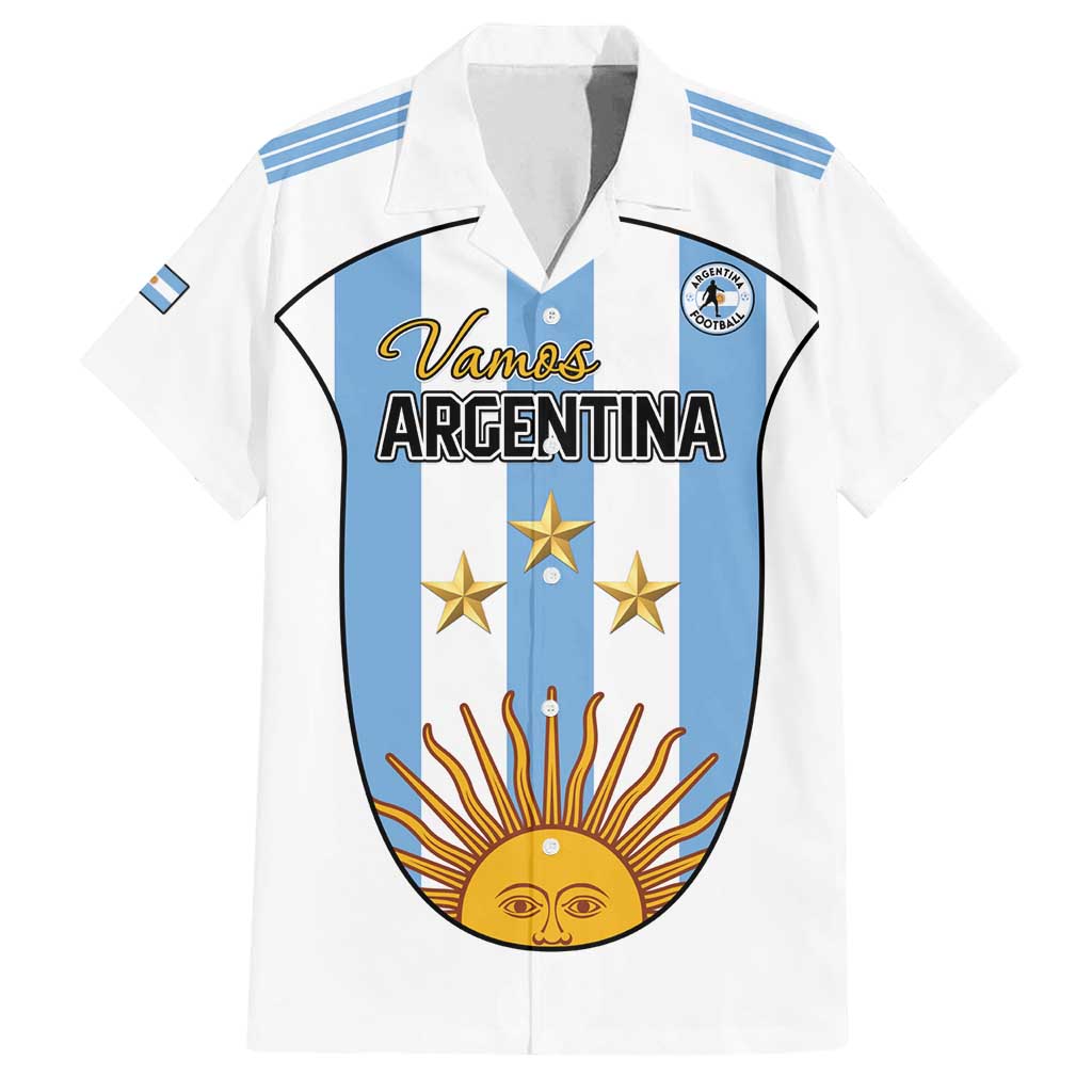 Custom Argentina Football Family Matching Off Shoulder Short Dress and Hawaiian Shirt Vamos Vamos Argentina
